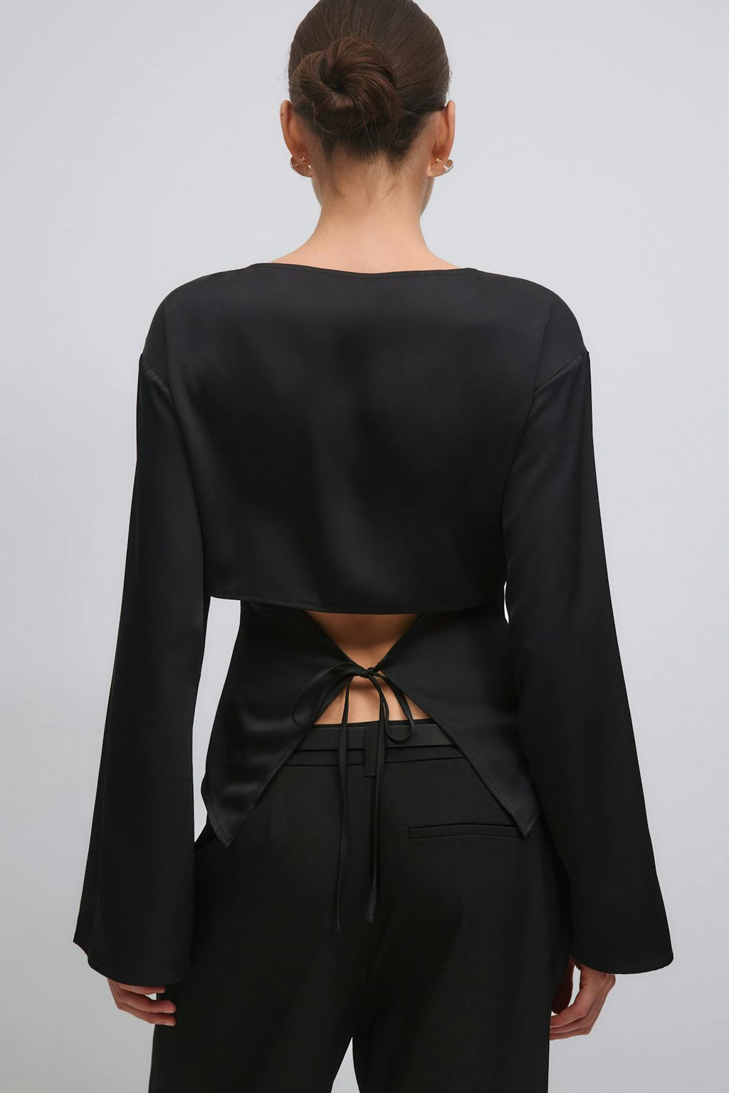 Open back satin blouse