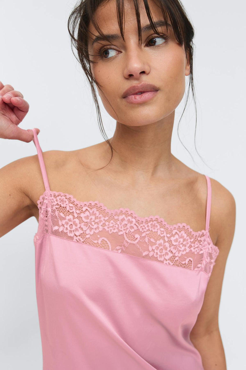 Loungewear satin lace dress