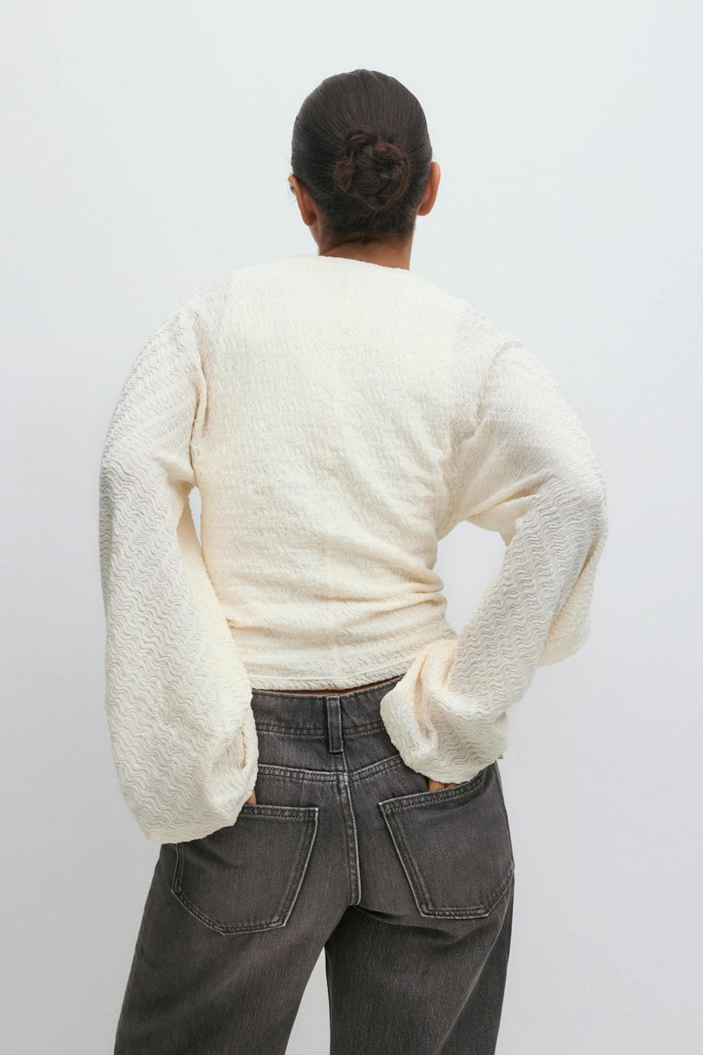 Textured wide sleeve top
