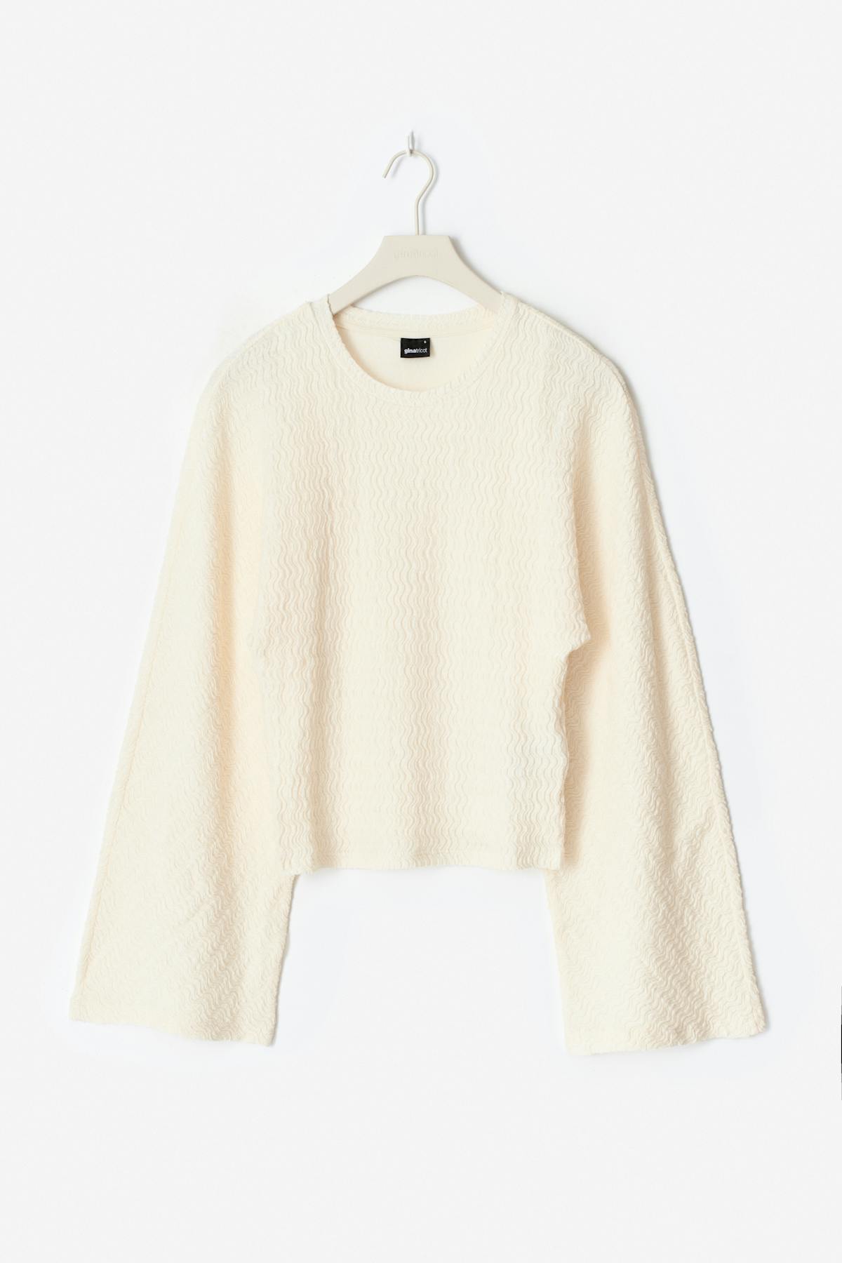Textured wide sleeve top
