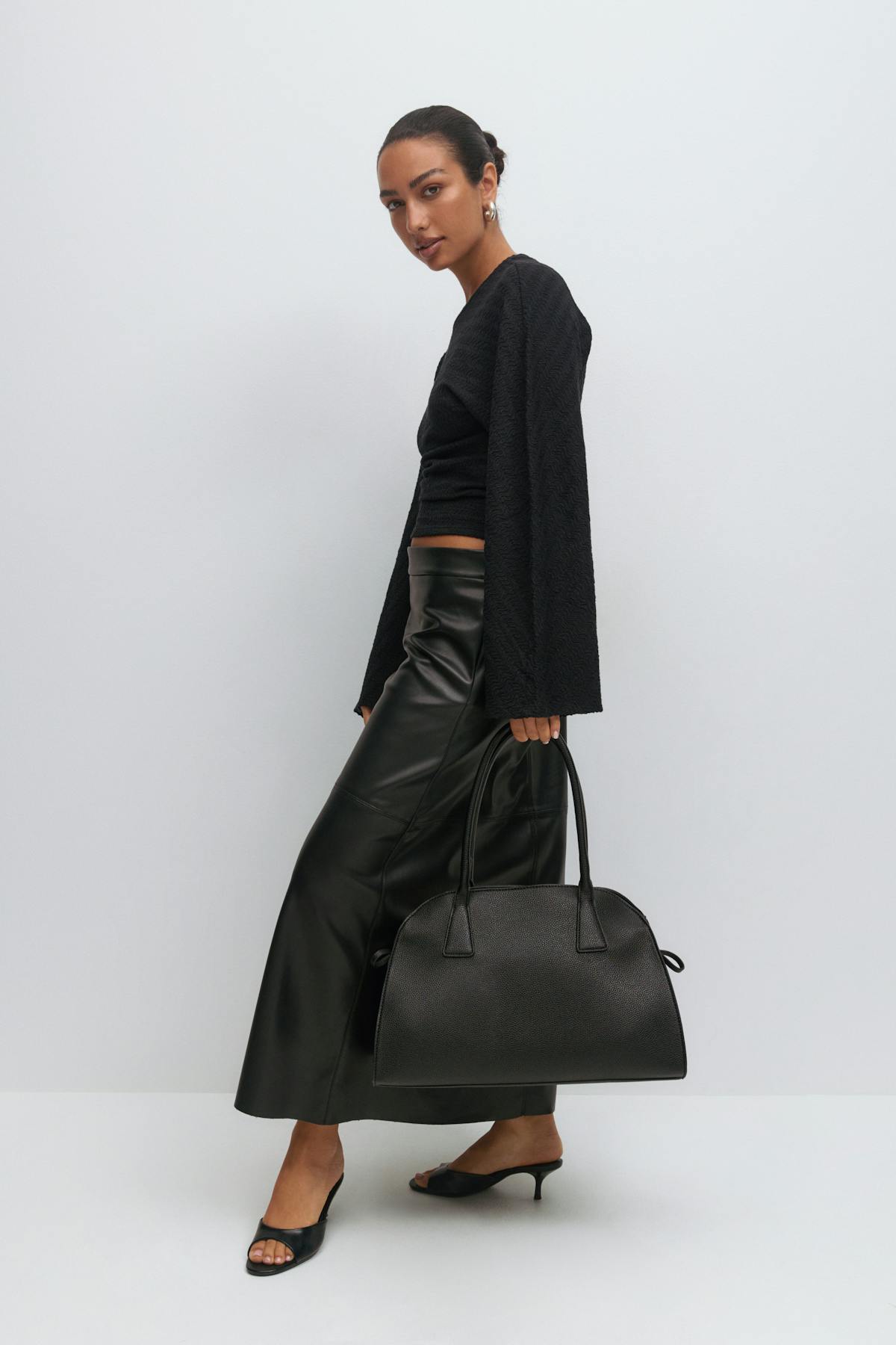 Textured wide sleeve top