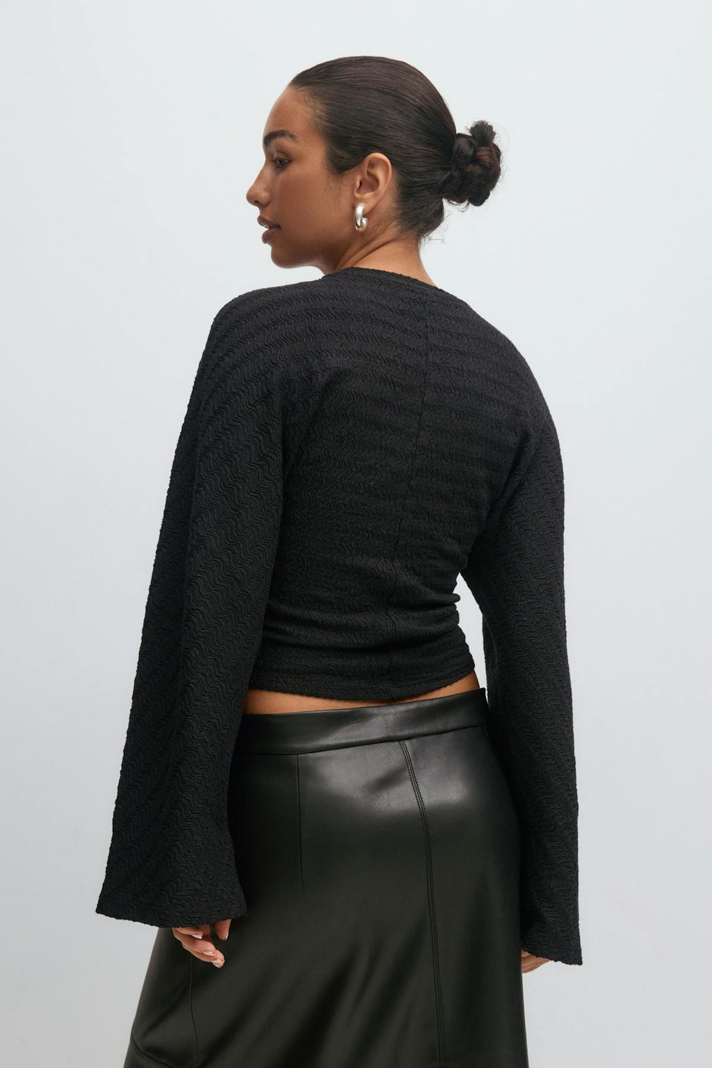 Textured wide sleeve top