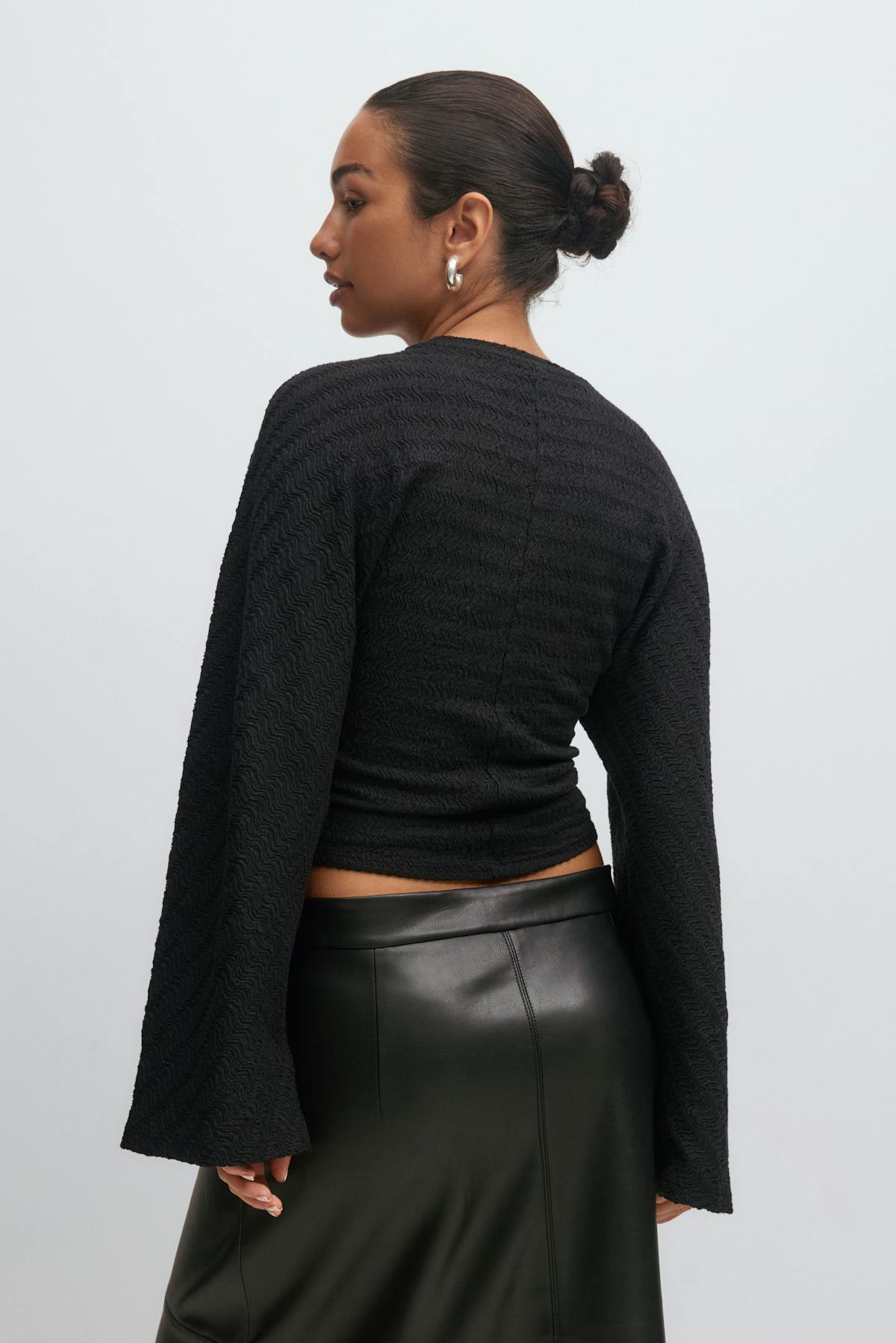 Textured wide sleeve top