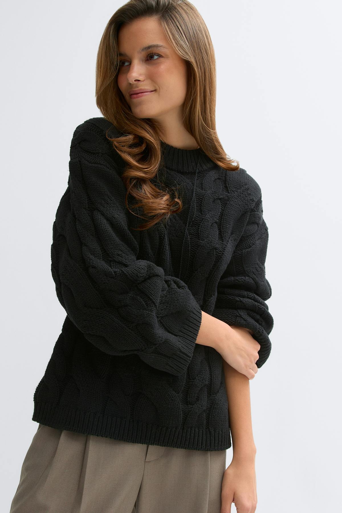 Chunky knitted cable sweater