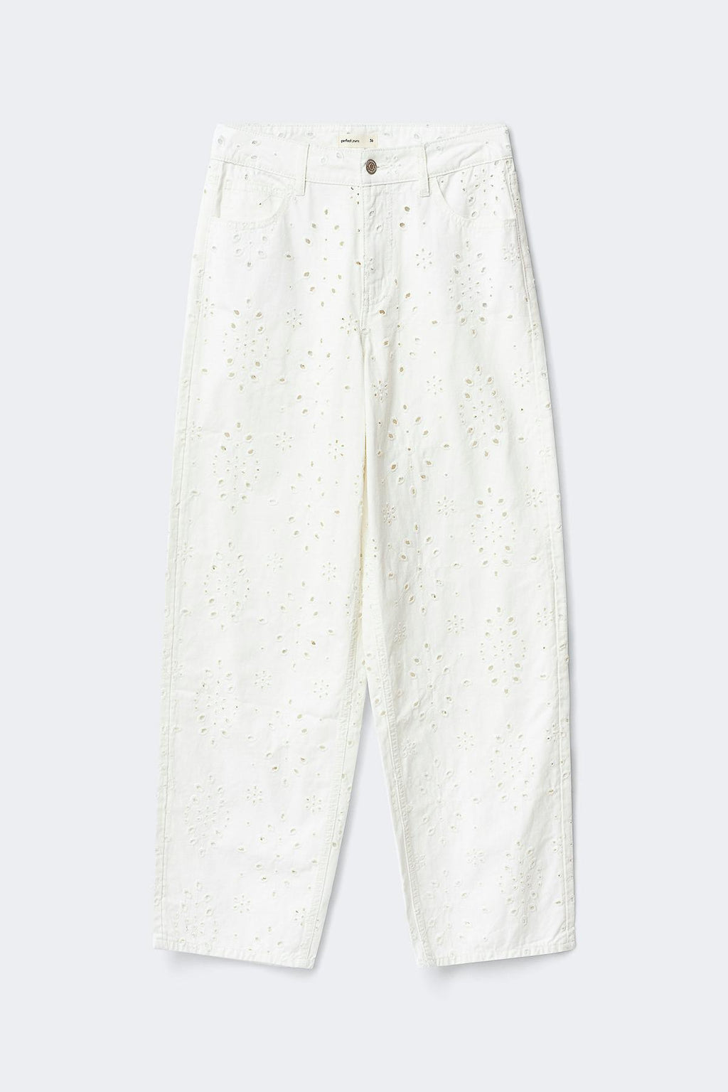Broderie denim jeans