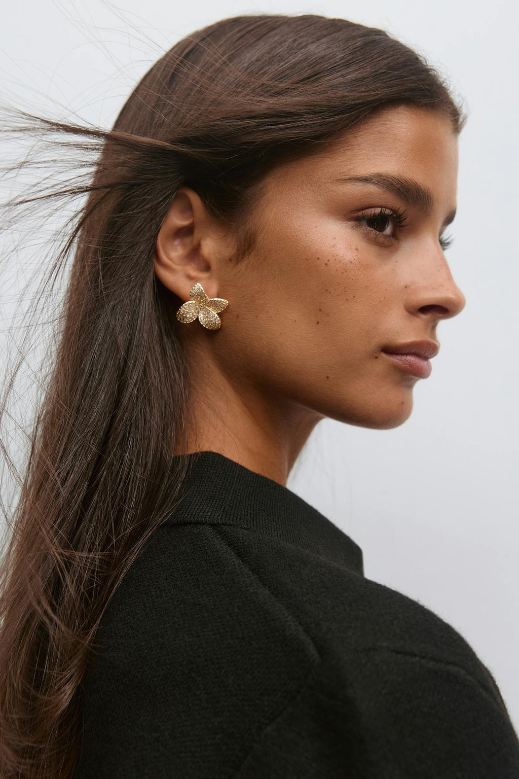 Pave flower earrings