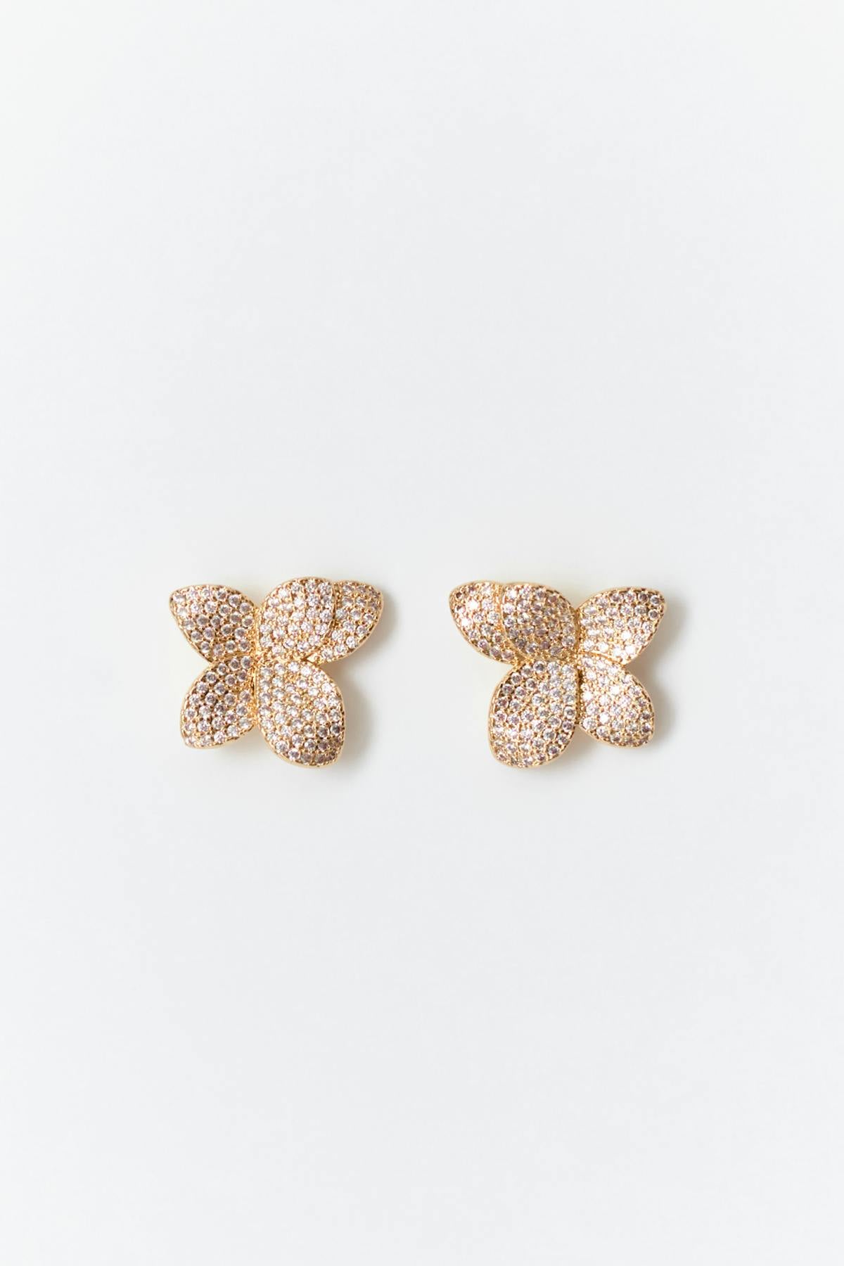 Pave flower earrings
