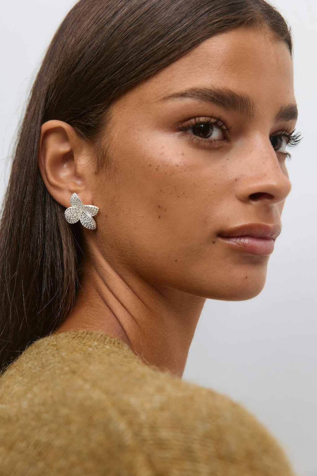Pave flower earrings