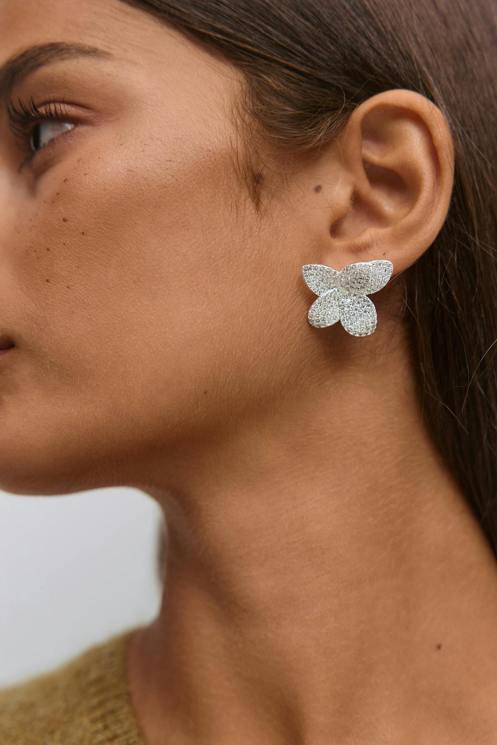 Pave flower earrings