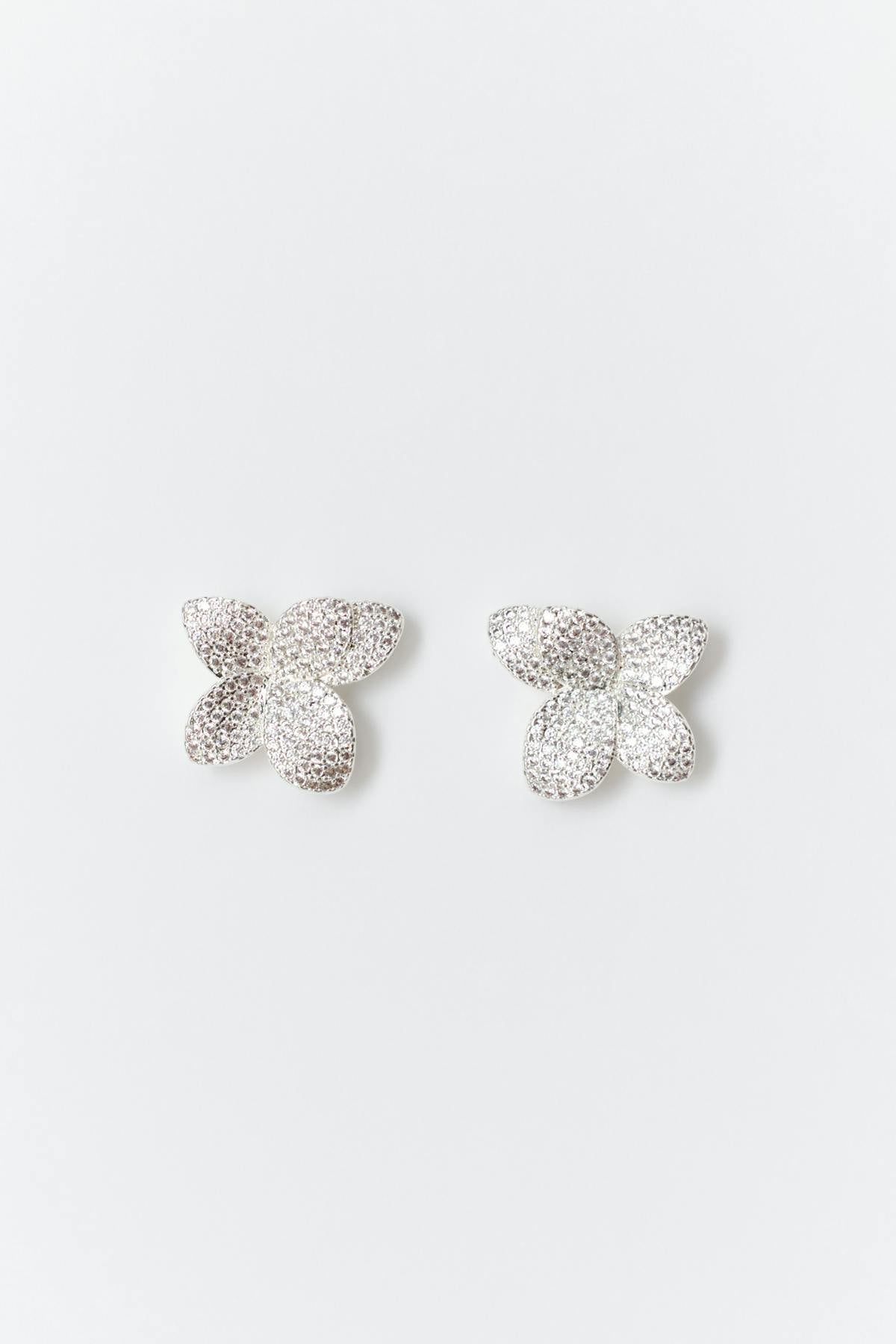 Pave flower earrings