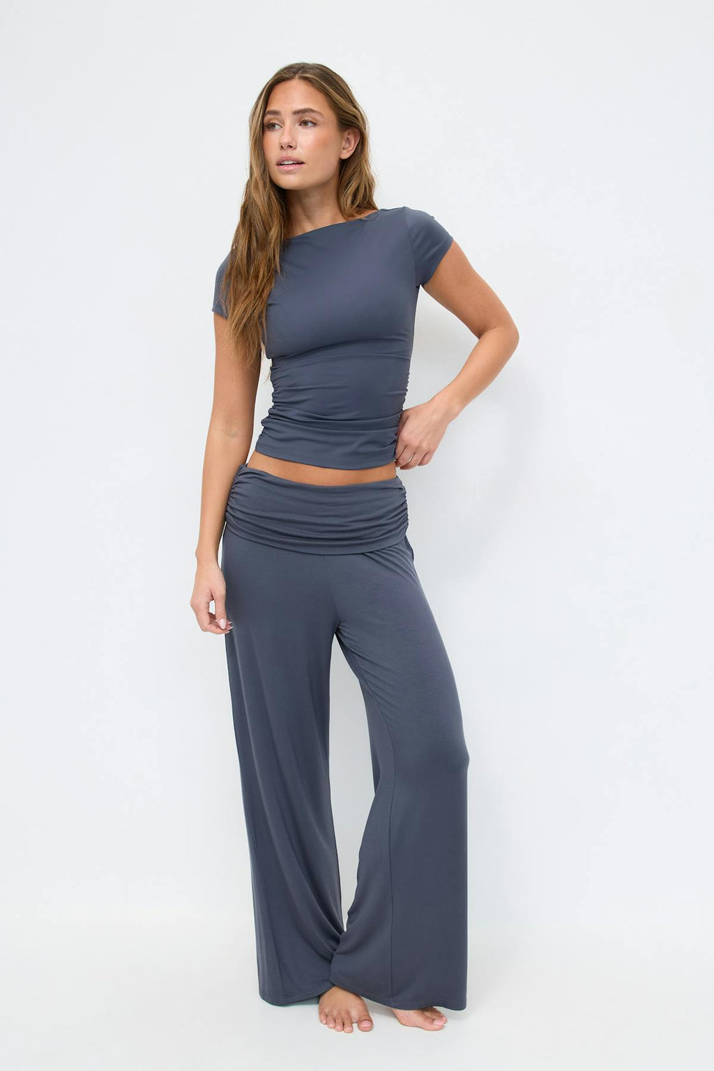 Scooped back yoga top