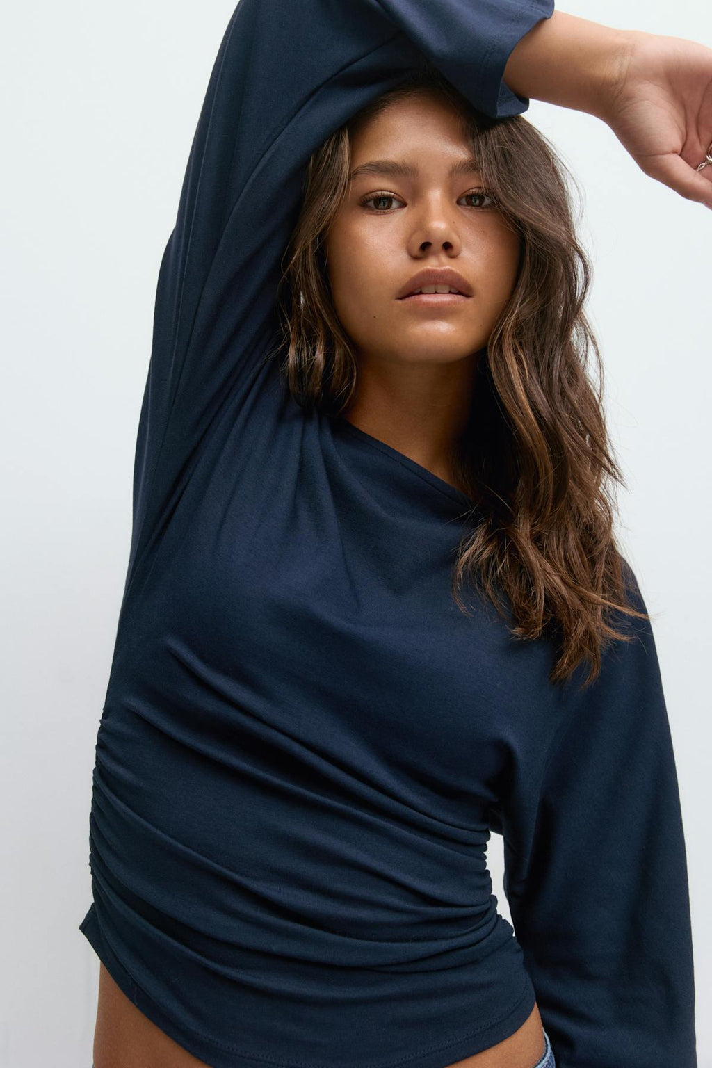 Y ruched long sleeve top
