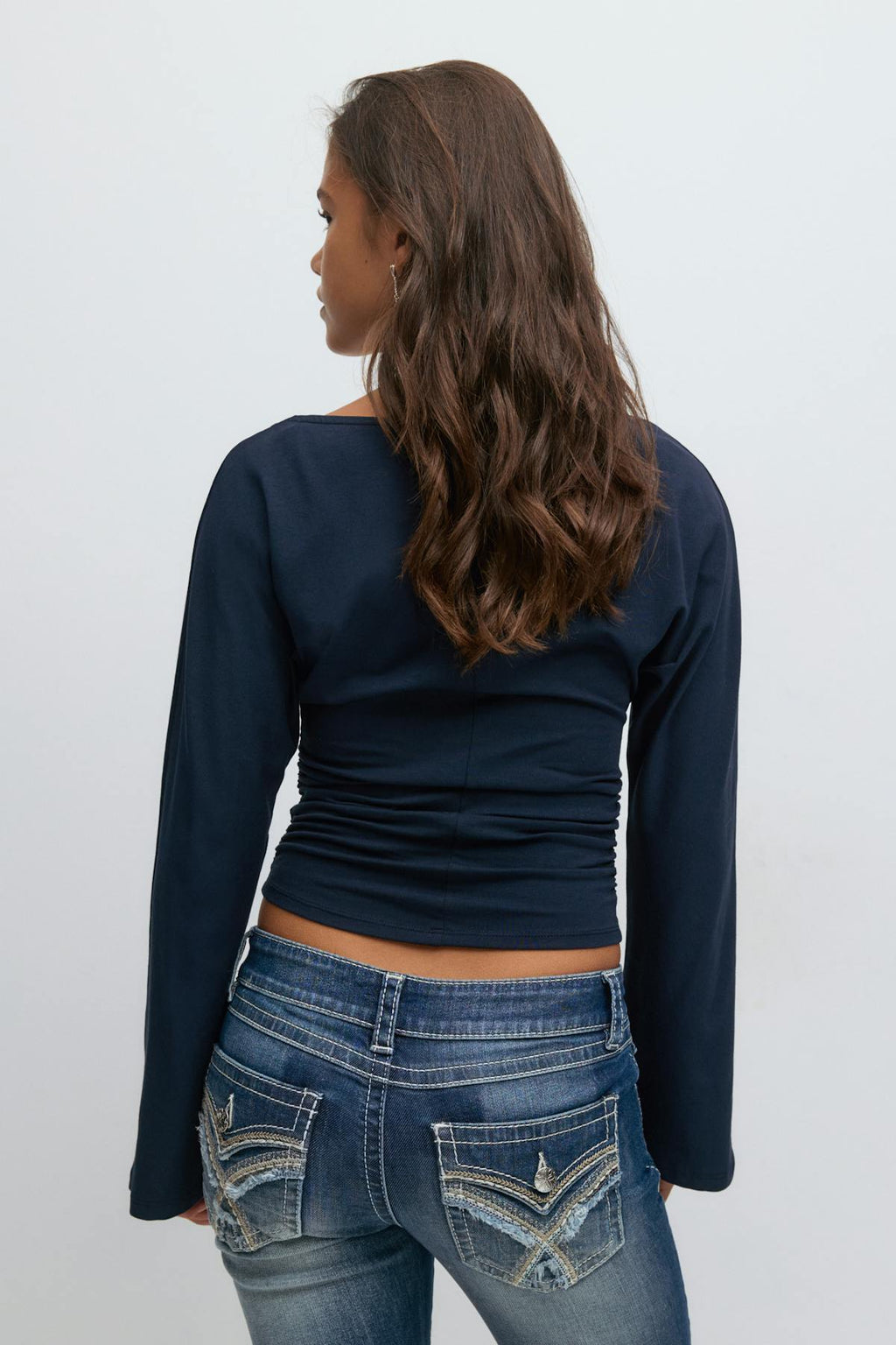 Y ruched long sleeve top