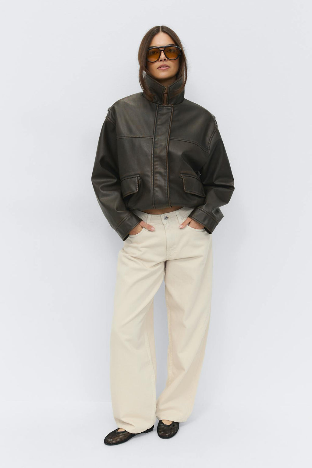 Baggy-crush jeans