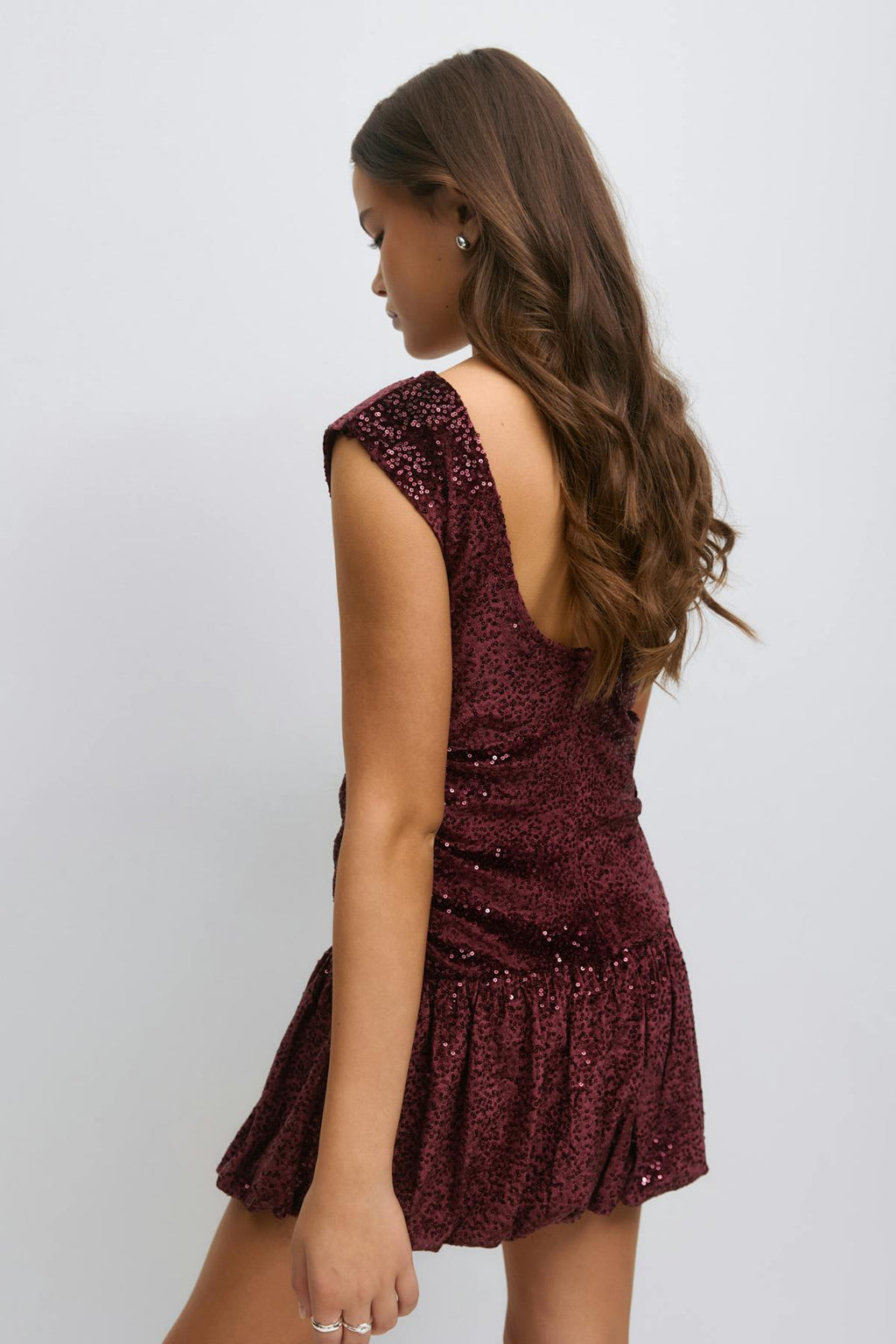 Y sequin open back dress