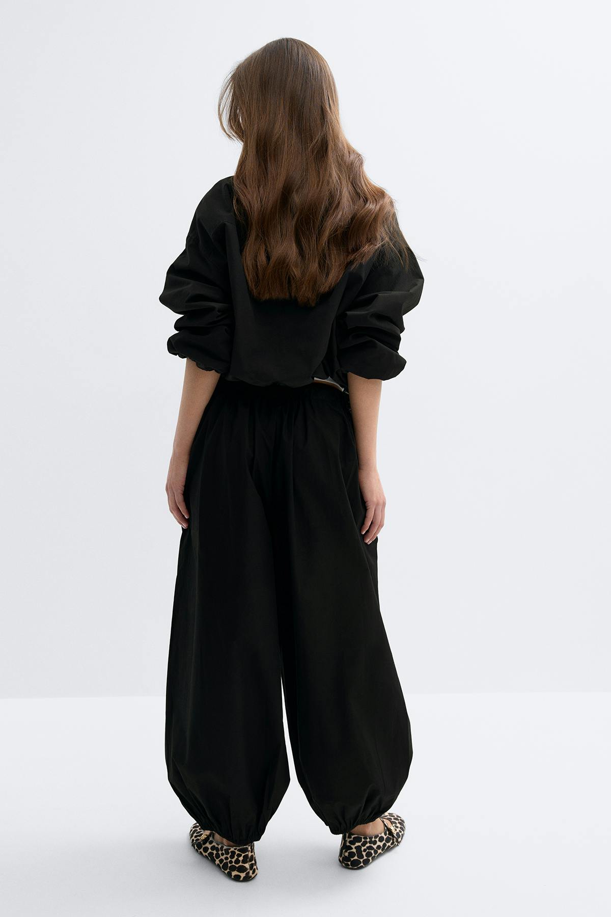 Mid waist balloon trousers