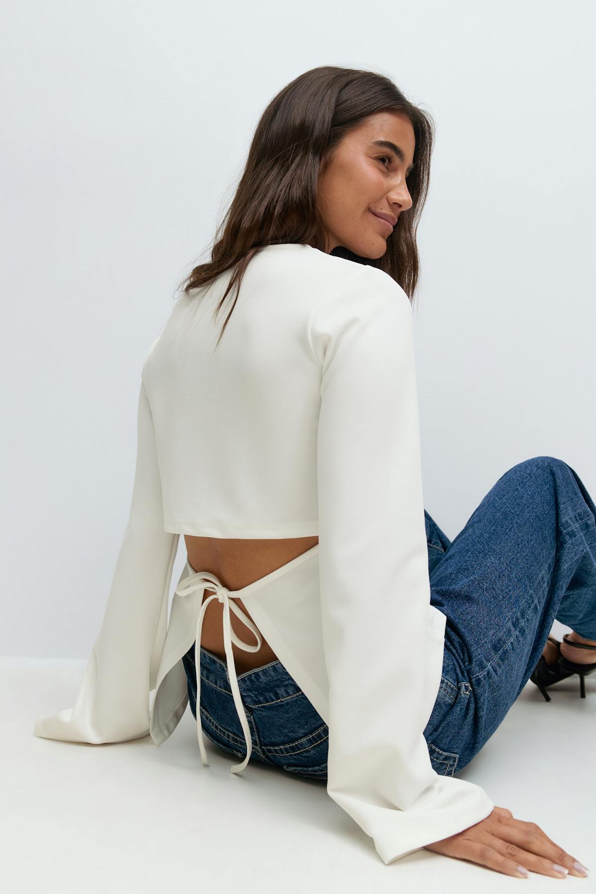 Tie back long sleeve top