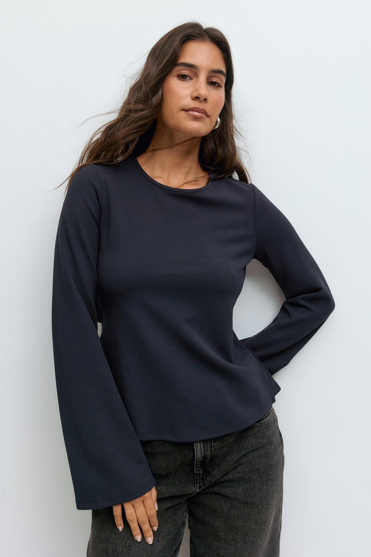 Tie back long sleeve top