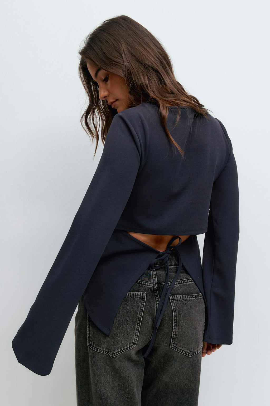 Tie back long sleeve top