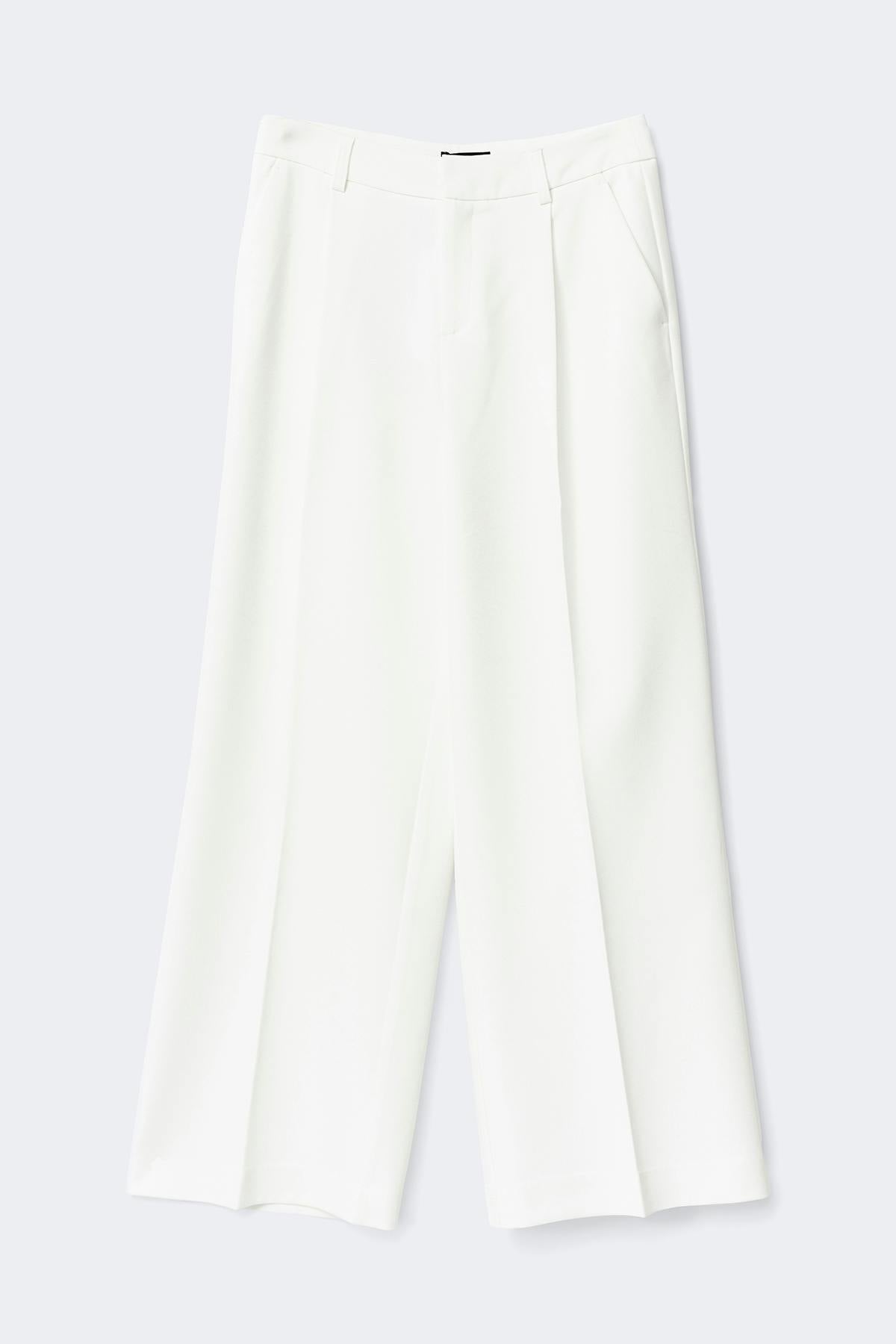 Mid waist pleated trousers