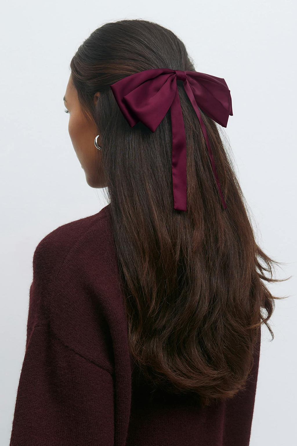 Satin bow hair clip