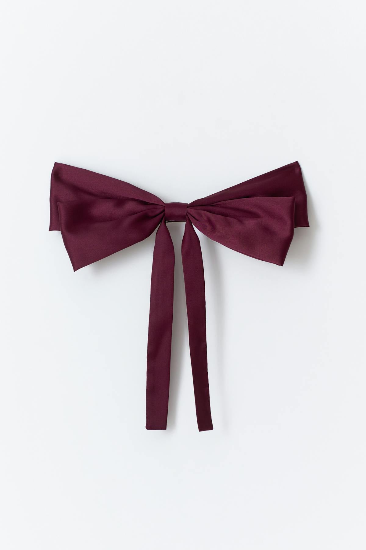Satin bow hair clip