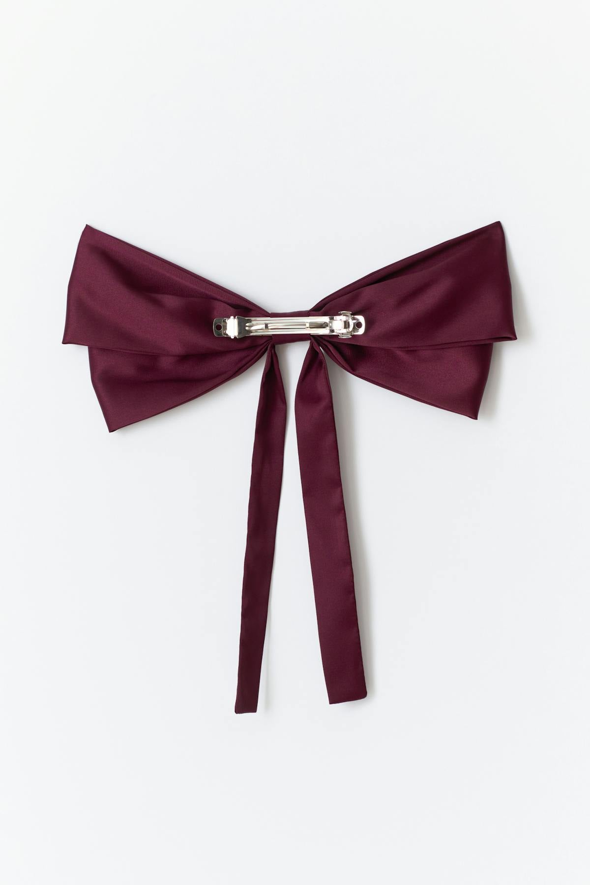Satin bow hair clip