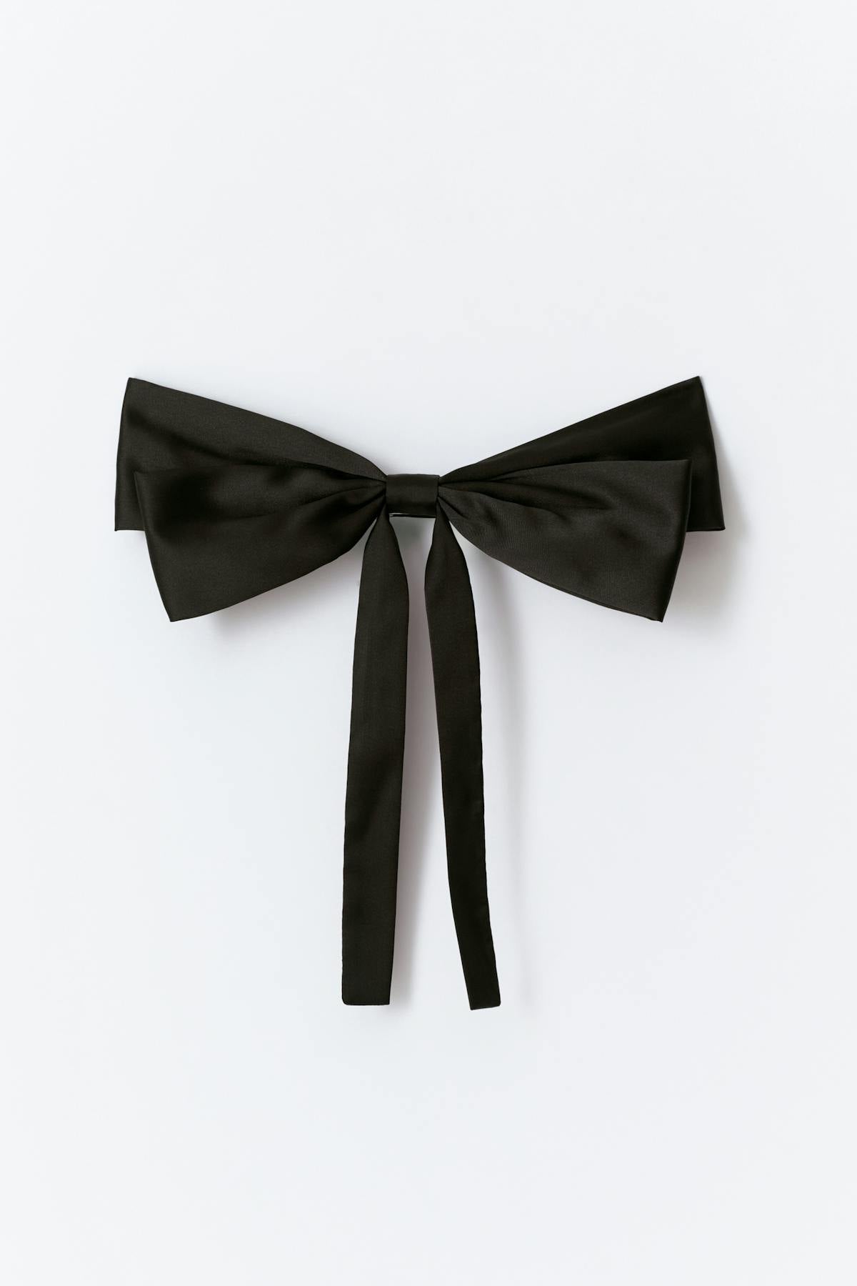 Satin bow hair clip