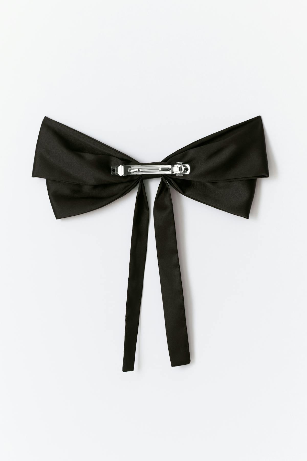 Satin bow hair clip