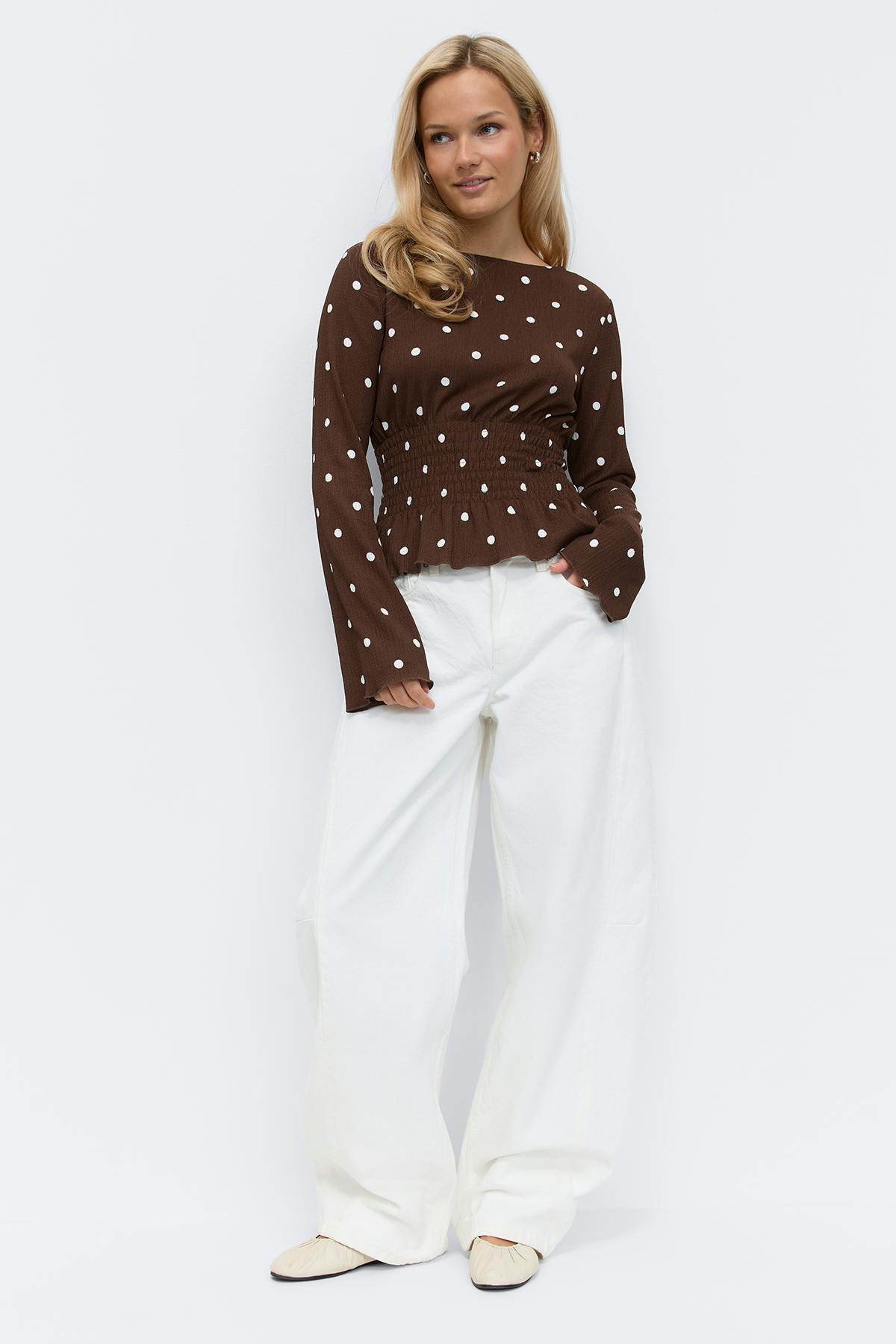 Long sleeve smock top