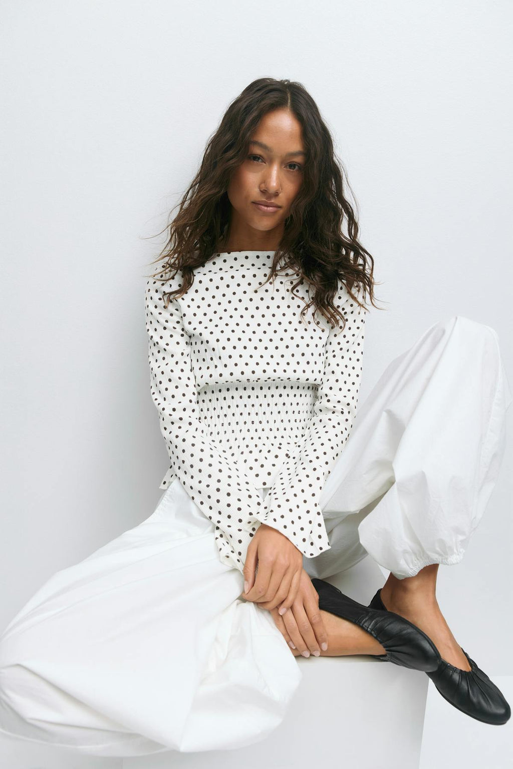 Long sleeve smock top