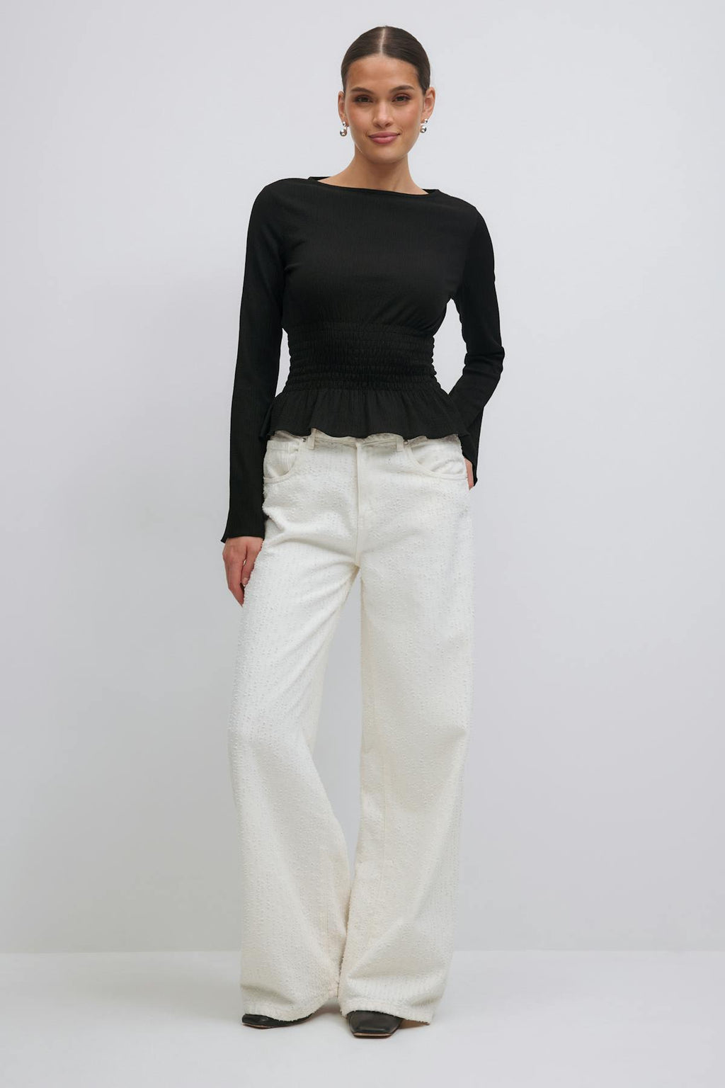 Long sleeve smock top