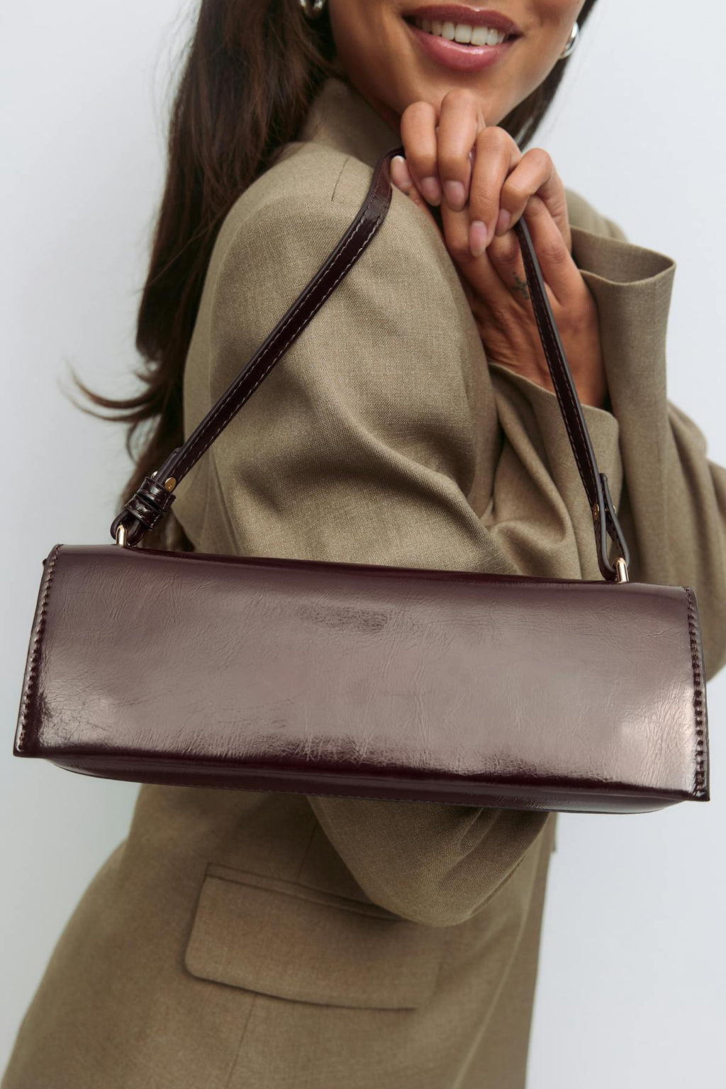 Small patent shoulder bag