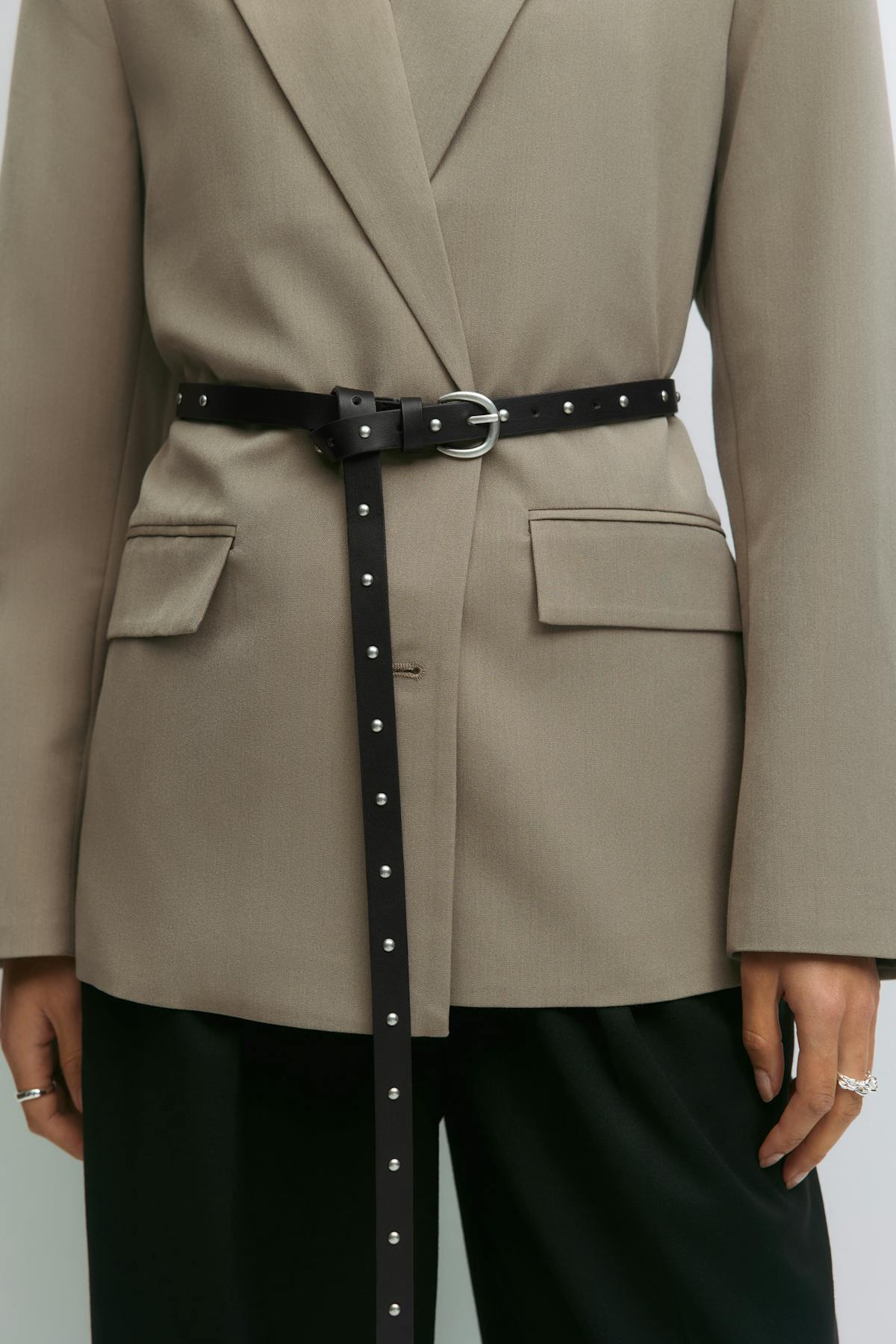 Studded long belt