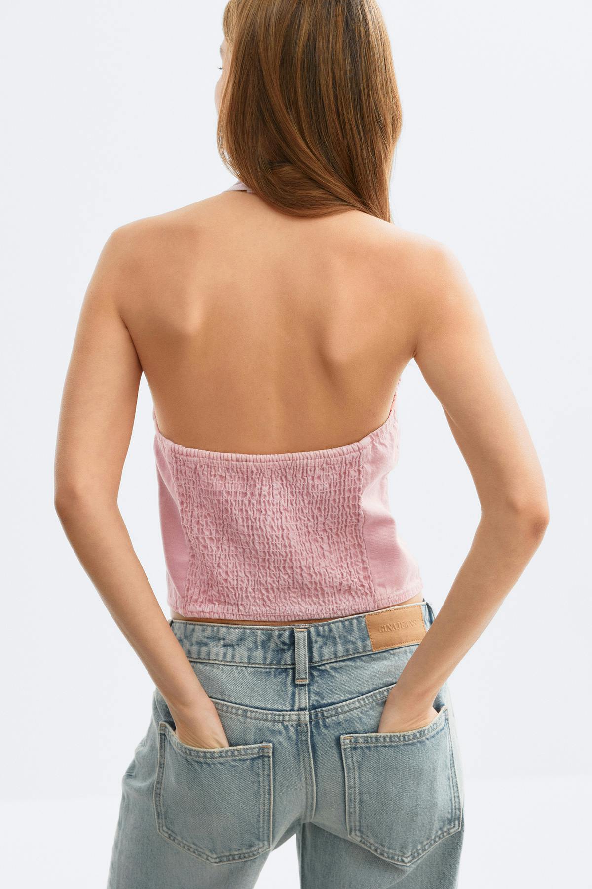 Denim halterneck top