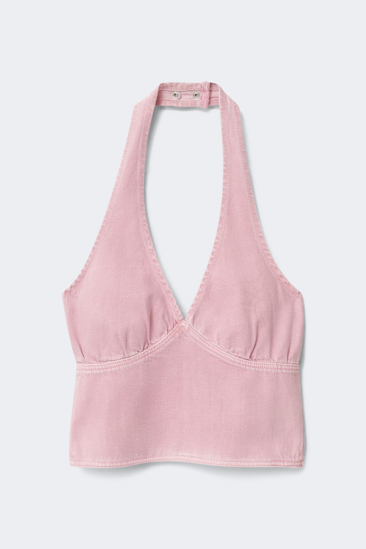 Denim halterneck top