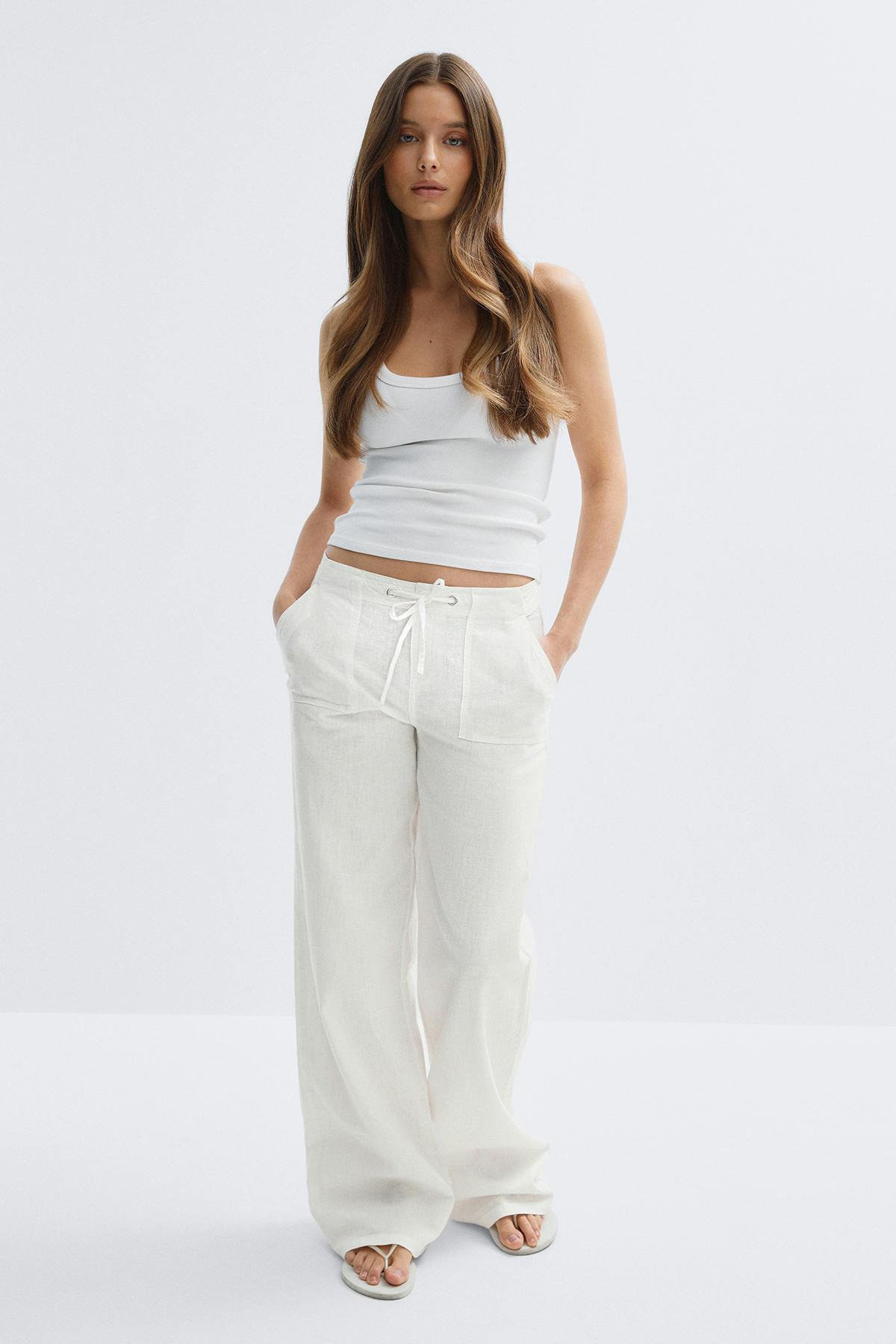 Linen blend trousers