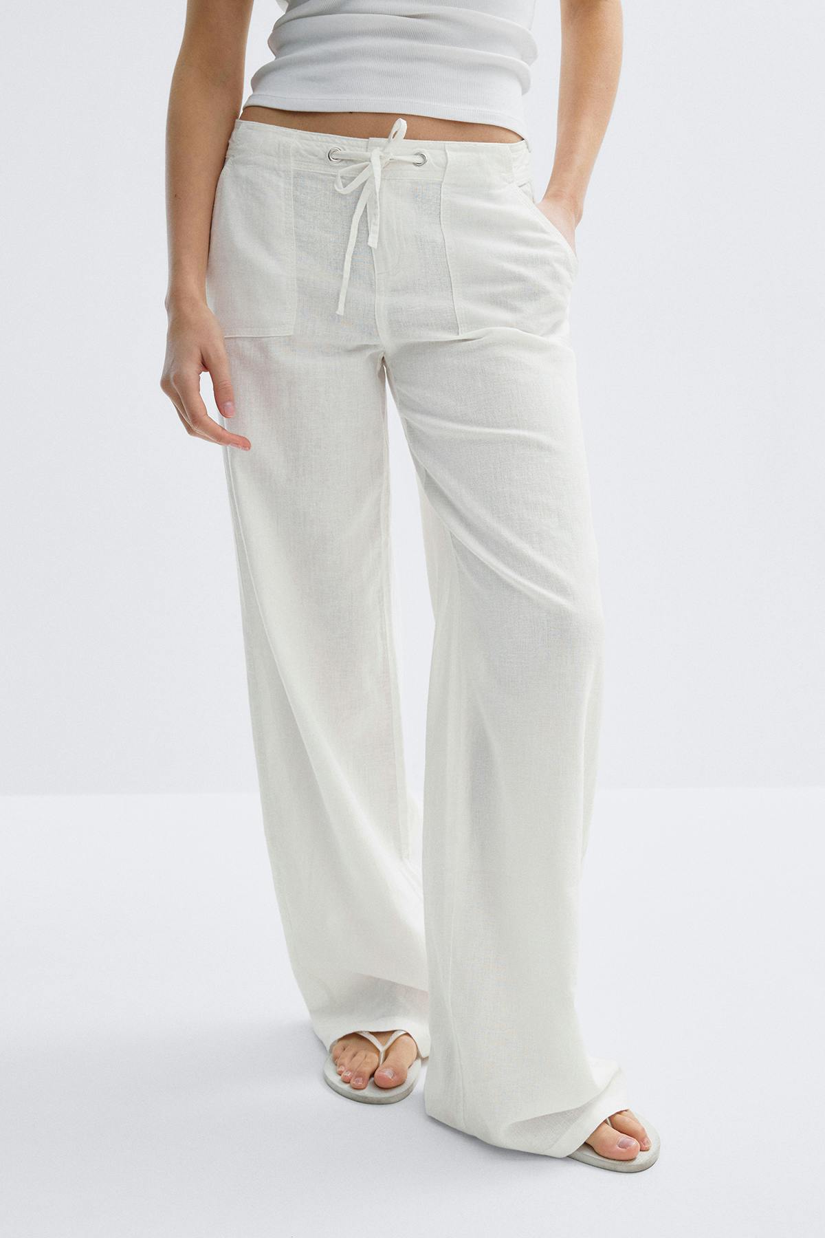Linen blend trousers