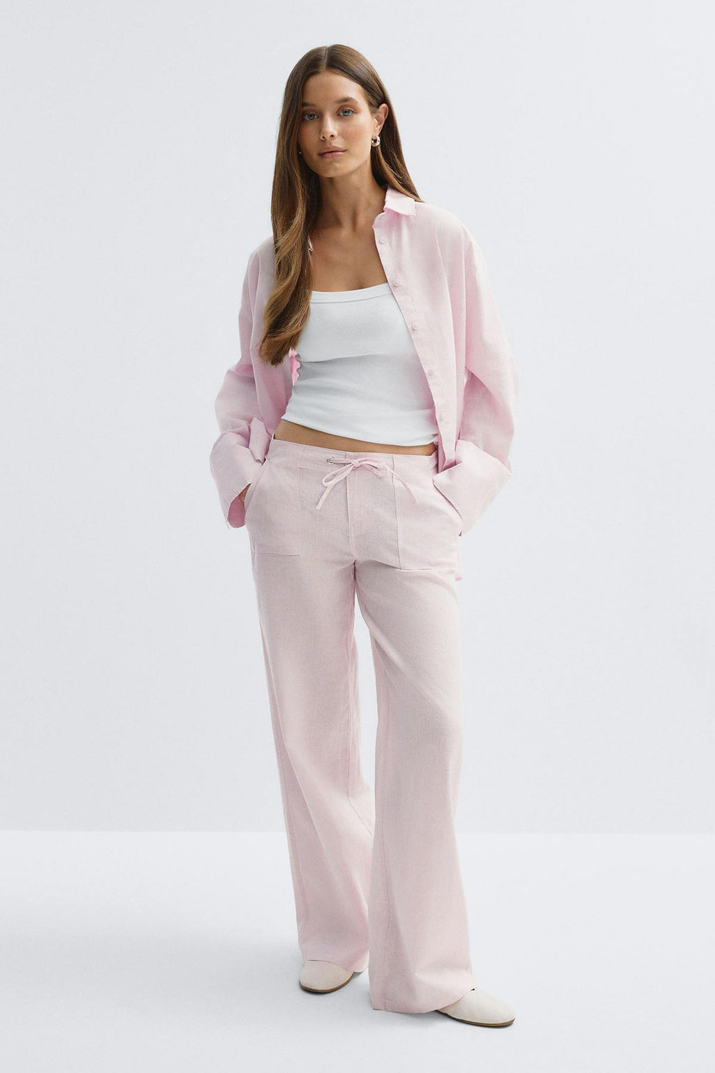 Linen blend trousers