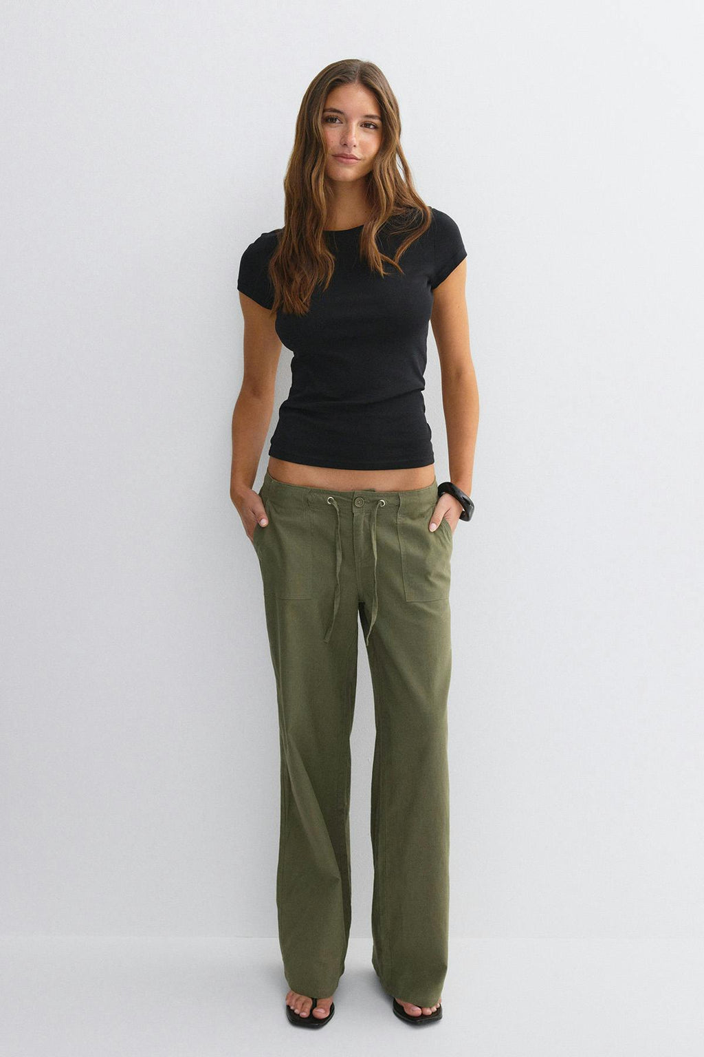 Linen blend trousers