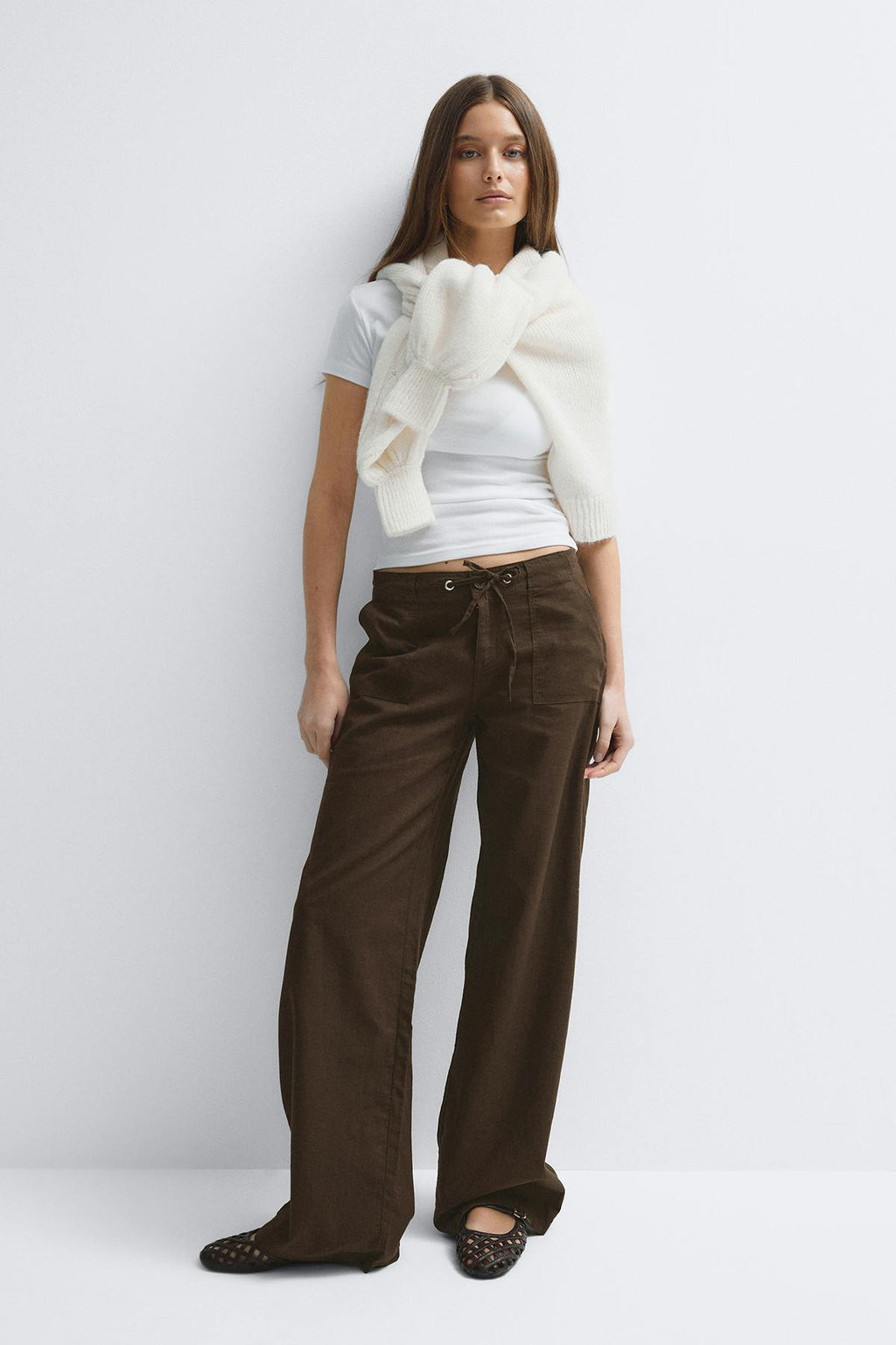 Linen blend trousers