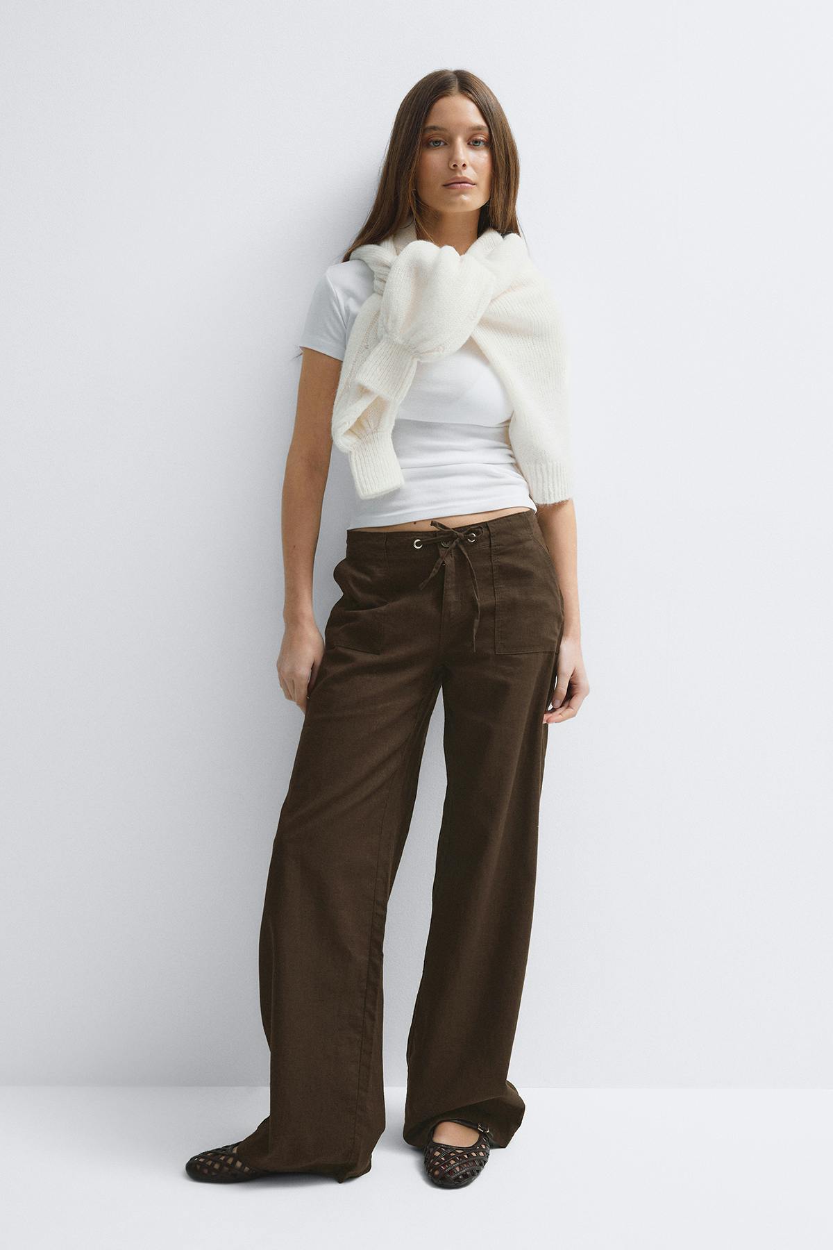 Linen blend trousers