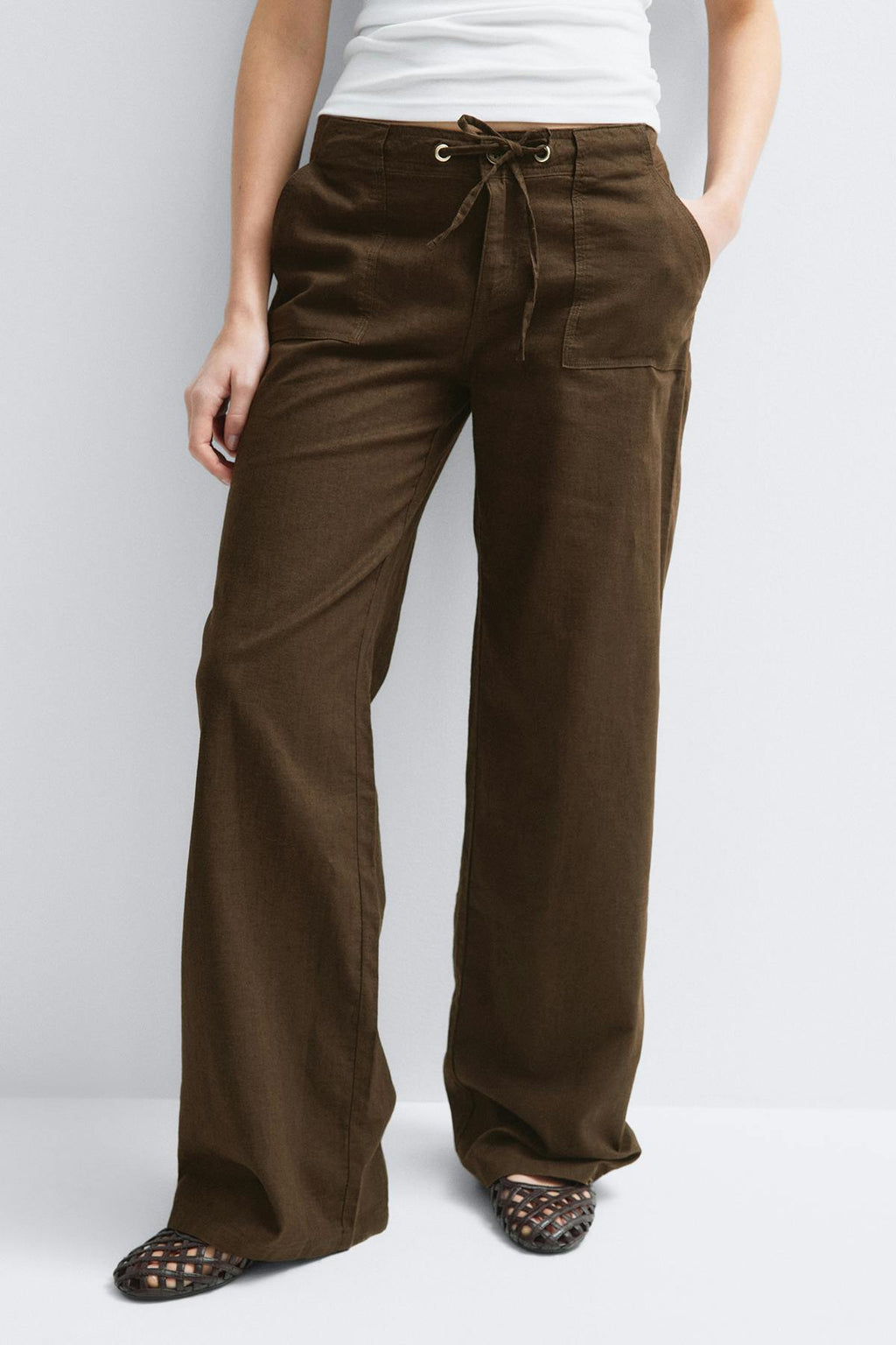 Linen blend trousers