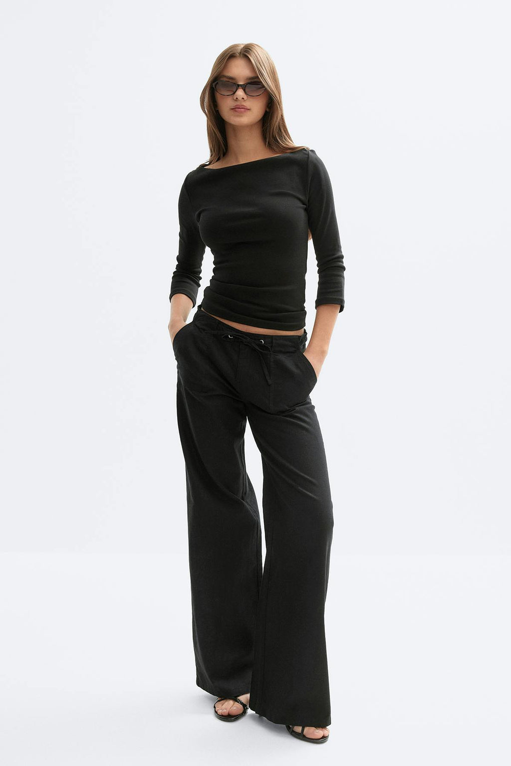 Linen blend trousers