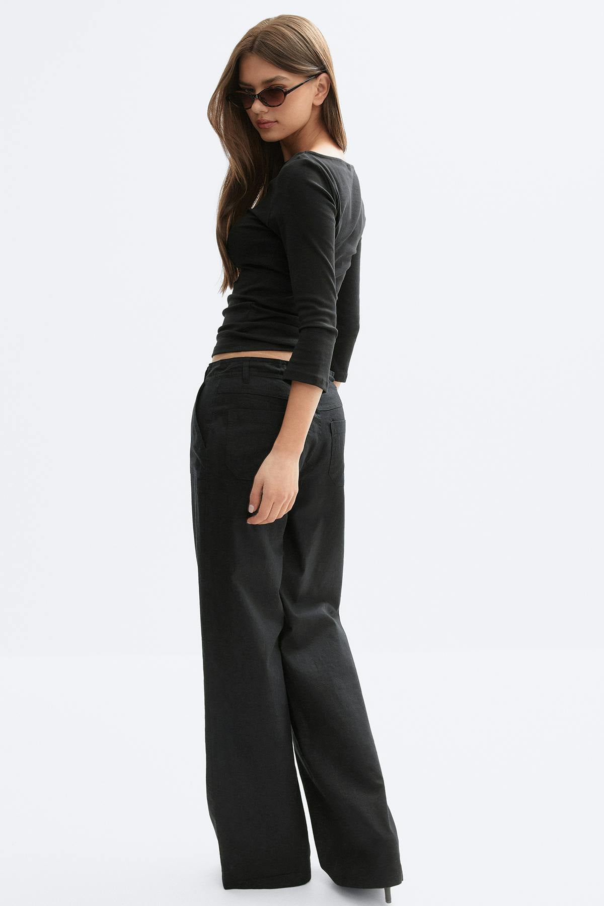 Linen blend trousers