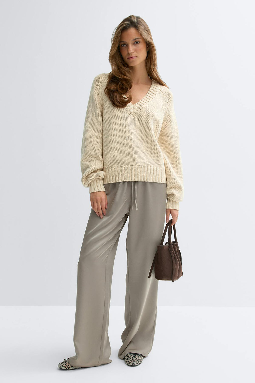 V-neck knitted sweater
