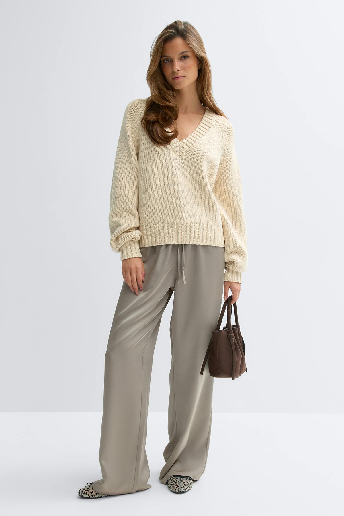 V-neck knitted sweater