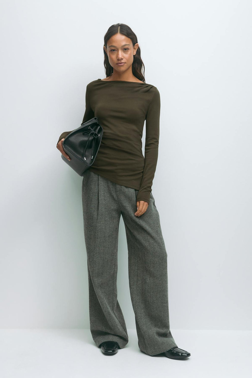 Asymmetric long sleeve top