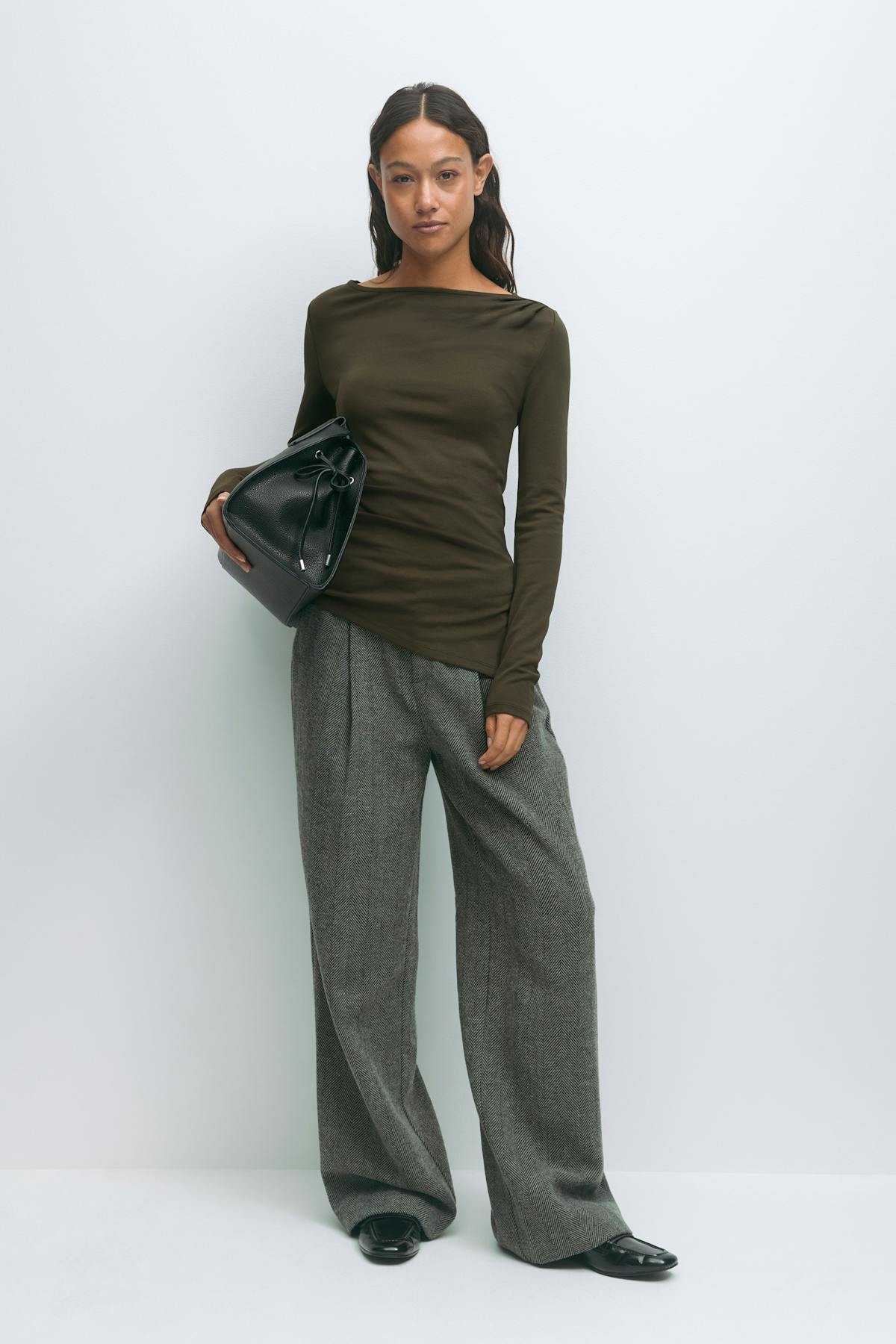 Asymmetric long sleeve top