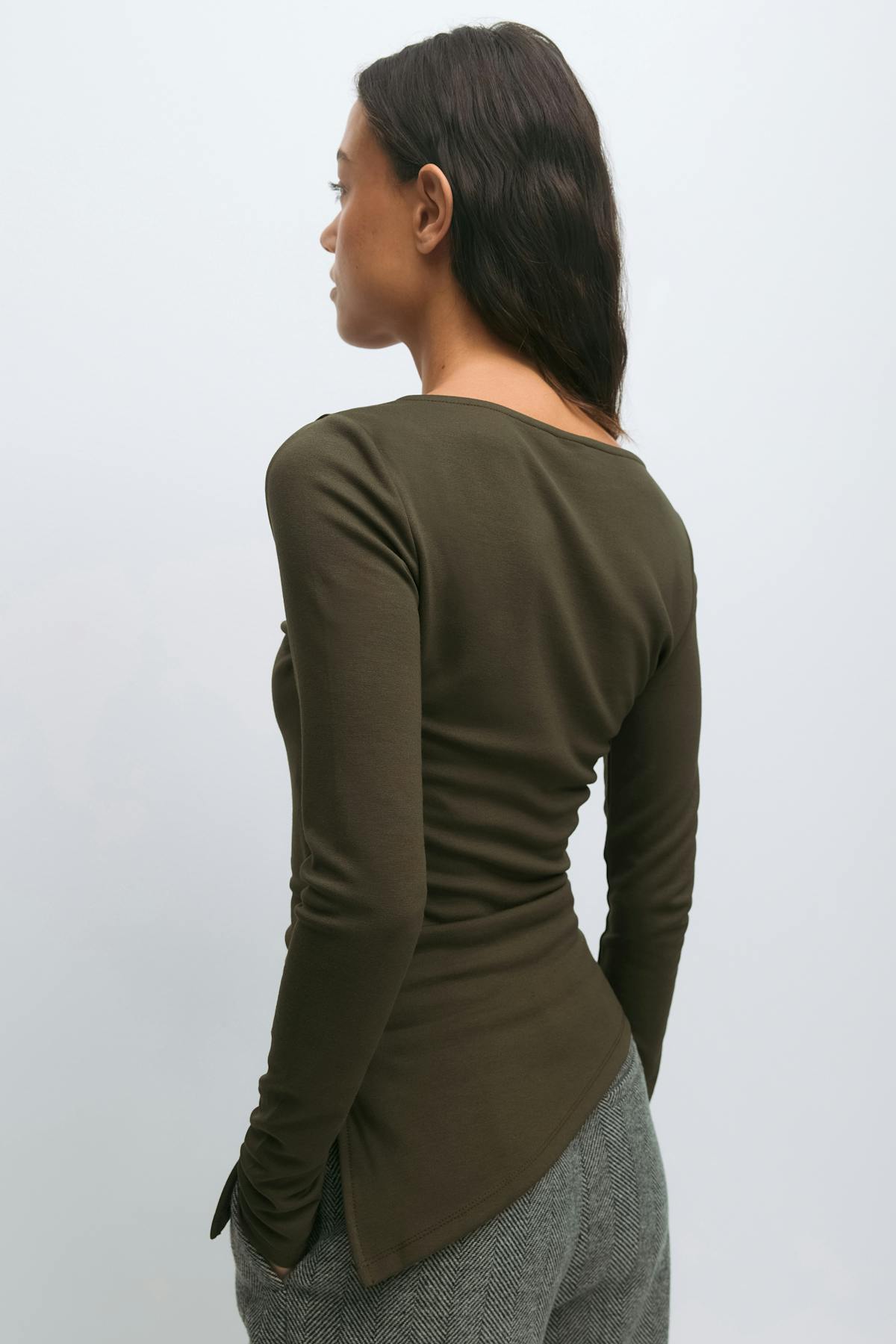 Asymmetric long sleeve top